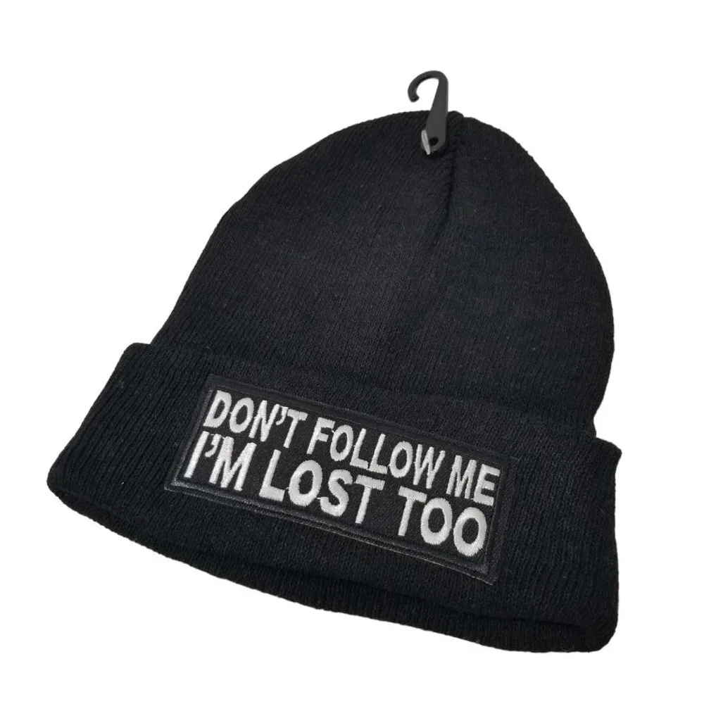 NEW Toddler DON'T FOLLOW ME I'M‎ LOST TOO Beanie Color Black Toddler Size OS